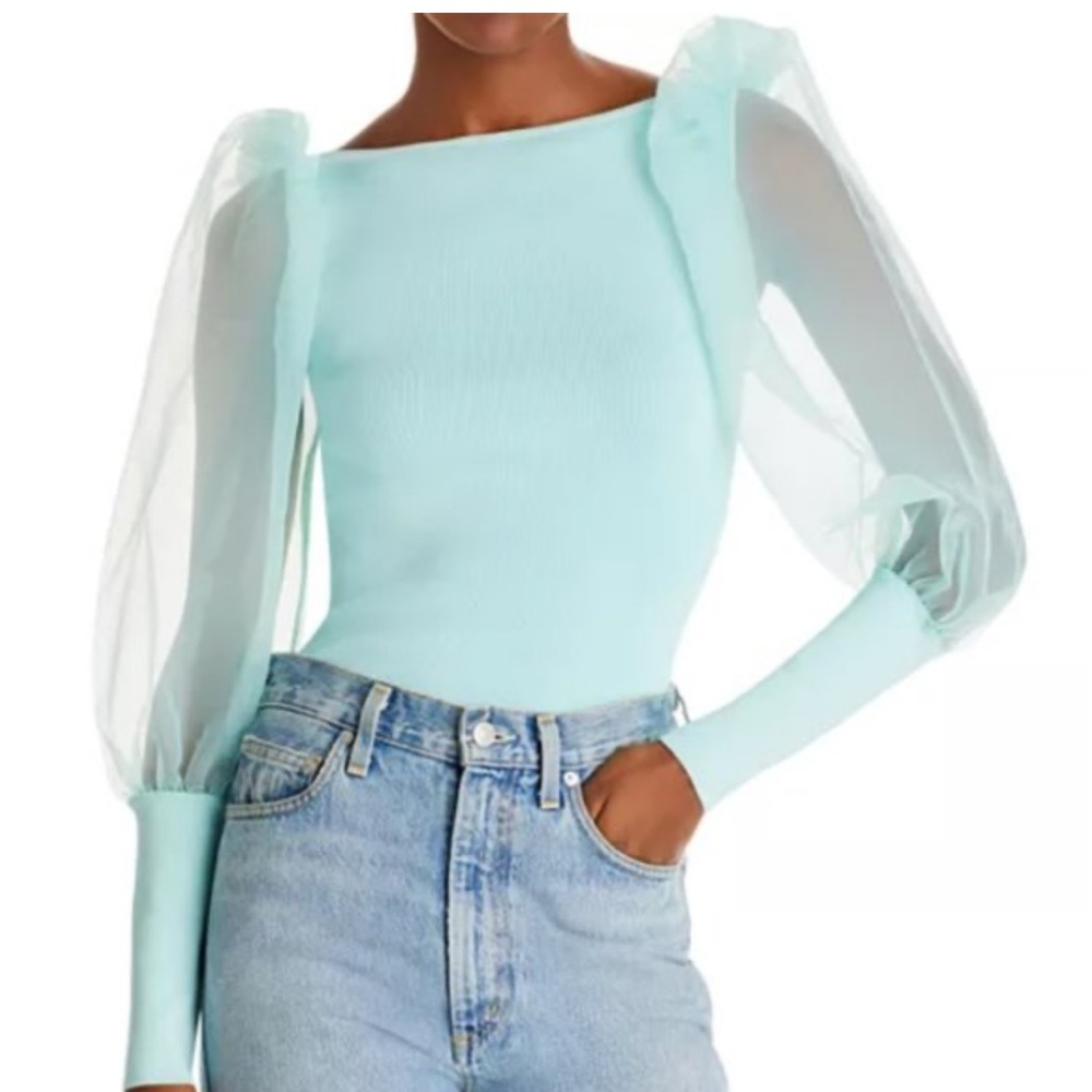 Alice and Olivia Abella long Puff-Sleeve Top in L - Picture 4 of 4